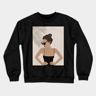 Girl, Fashion girl, Boho style art, Mid century art Crewneck Sweatshirt